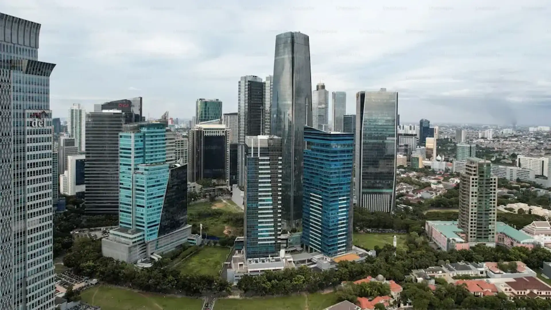 City skyline of high-rise buildings